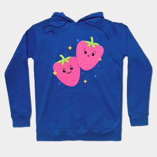 Cute Strawberries cartoon design Hoodie by BrightLightArts